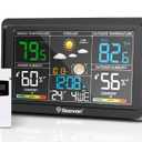 Geevon Weather Stations Wireless Indoor Outdoor Thermometer, Color VA Display Digital Weather Thermometer, Temperature Humidity Monitor with Barometer, Calendar, and Adjustable Backlight (Upgraded HD Display & TX16-3 Sensor)