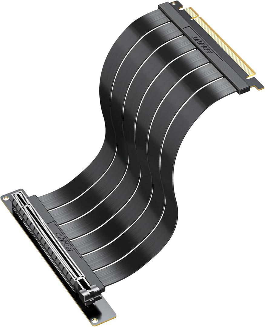 PCI-E 4.0 Riser Cable, Compatible with RTX4090, RTX4080, RX7900XTX, PCIe 4.0 x16 High Speed Flexible Extender Card Extension Port 90 Degree Adapter, 250mm Black