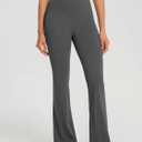 ODODOS Cloud Feeling Split-Hem Flared Pants for Women High Waisted Lounge Bootcut Yoga Pants - 29" Inseam, Charcoal, Large (L)