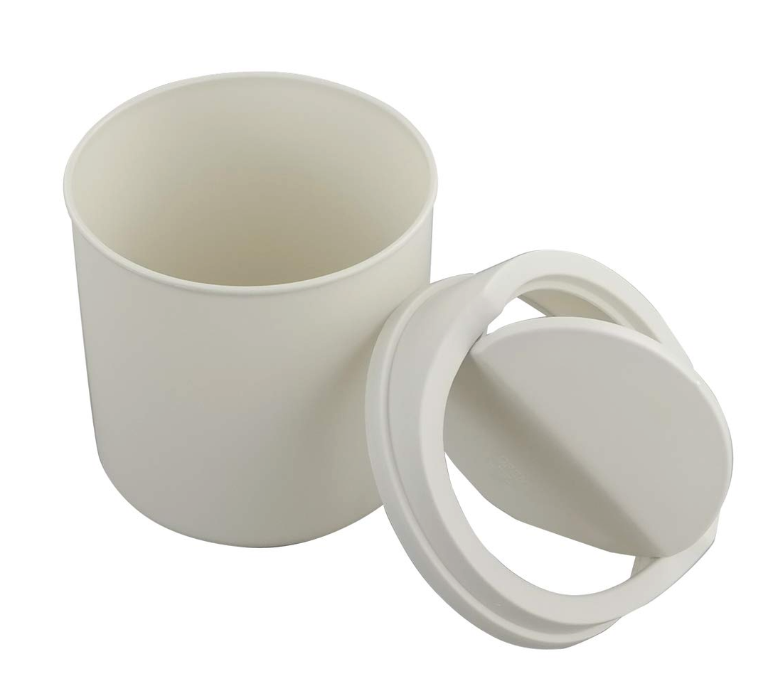 Tiny Trash Can with Swing Lid, Plastic Desktop Mini Waste Can, White