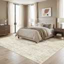 UERMEI Square Area Rugs : Washable 10x10 Neutral Modern Abstract Carpet for Living Room Bedroom - Soft Floor Mat with Non Slip Backing for Kitchen Nursery Dorms Farmhouse Home Decor - Beige/Brown
