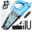 Car Vacuum, Portable Car Vacuum Cleaner with 7000PA Suction, DC 12V High Power 16.4Ft Cord Wired Vacuum Cleaner for Car, LED Light, Lightweight, 0.33L Capacity, Storage Bag - Blue