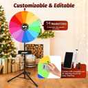 GADFISH 24-inch Spinning Prize Wheel, Ajustable 37"-65" Height Spin Doodle Game Spinner, Storable Prize Wheel Spinner with Stand, Wheel of Fortune Game, 14 Colors