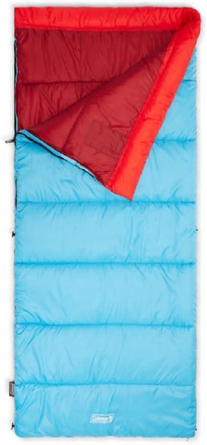 Coleman Flatlands 30/40/50F Sleeping Bag, Made from 100% Recycled Material, Big & Tall Options, Cool-Weather Sleeping Bag for Camping, Sleepovers, Guests & More (40F Regular Size)