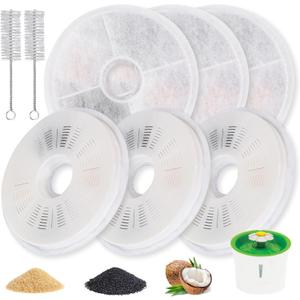 6 Pack Cat Water Fountain Replacement Filters Fit for 3L Flower Water Dispenser Automatic Pet Dog Cat Fountain Filter