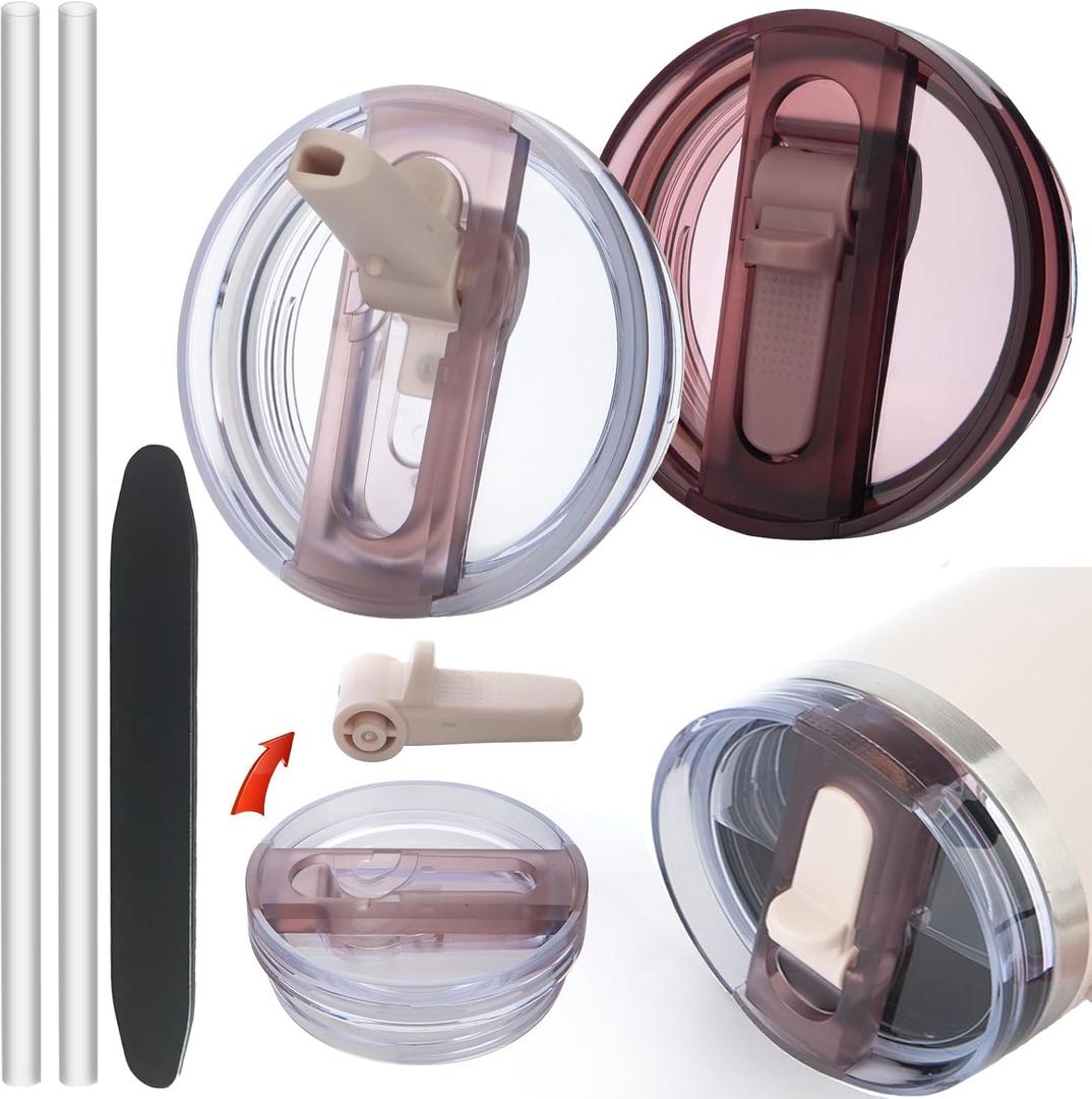 2 Pics Leakproof 40oz Tumbler lid for Stanley Quencher Protour BPA Free Spill Sproof Cup Top Replacement Lid Detachable Cover Stanley Cup Accessories (old pink & Quartz roses)