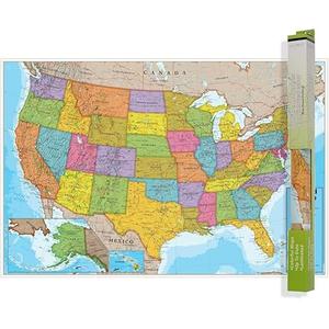 Room Mates Ocean Series USA Wall Map, Laminated Wall Map Poster, Educational Wall Art For Home, Classroom, or Office, Unique Gifts, 24” W x 17.5” H