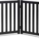 LZRS 2-Panel Wooden Free Standing Foldable Dog Gate Indoor Solid Hardwood 24" High, Step-Over Safety Pet Gate for Doorways, Stairs & Small Spaces - Indoor Use, Black