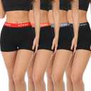 wirarpa Women's Cotton Boxer Briefs Underwear Boy Shorts 3" Inseam 4 Pack (Medium, Black)