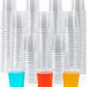 Lilymicky 500 PACK 1 oz Plastic Shot Glasses, 1 Ounce Clear Disposable Party Cups for Vodka, Whiskey, Tequila, Mini Plastic Containers for Sauce, and Sample Tasting