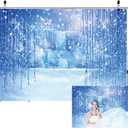 8X6FT Winter Backdrop Wonderland Scene Photography Backdrop Christmas Winter Frozen Snow Ice Crystal Pendant World Backdrops Christmas Party Decoration Banner Props DH-855