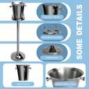 Champagne Bucket with Stand, Standing Ice Buckets 5L(Silver 1Pack) | Wine Bucket Stand with Handle, Stainless Steel Standing Champagne Buckets Pedestal for Bar, KTV, Hotel, Party, Gathering