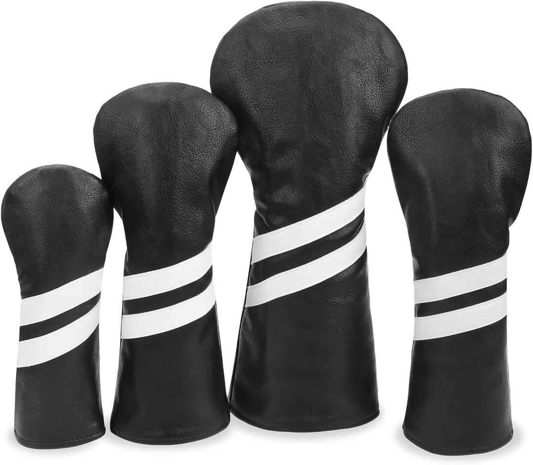 Headcovers, Leather Golf Club Covers, 1pc or 3pcs Set Lucky Clover Driver Headcover, 3 Wood Head Cover, Hybrid Rescue UT Headcover, Classic Golf Accessories
