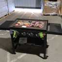 Char-Griller Flat Iron 4-Burner Propane Gas Flat-Top Griddle with Steel Griddle Top, Wind Guards and Instant-Ignition, 775 Cooking Square Inches in Black, Model E8936