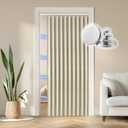RINHARTEX Blackout Accordion Style Magnetic Door Curtain for Closet Pleated Folding Doorway Curtain Accordion Door Interior Room Divider Bedroom Bathroom Living Room (42x78,Cream Beige) (Khaki)