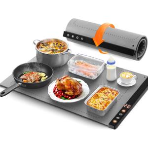 Warming Mat for Food,Food Warming Mat,Electric Warming Tray for Buffets Party and Home Daily Use,Heating Fastly in 10s,Portable Design,Timed Function for Your Family. (deep Gray)