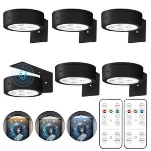 6Pcs Picture Lights for Wall Battery Operated, Magnetic Led Painting Light with Remote Dimmable and Timer, 3 Lighting Modes Art Display Light for Picture Frame, Wireless Wall Decor Puck Lights, Black,Missing 2 lights