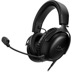 HyperX Cloud III  Wired Gaming Headset, PC, PS5, Xbox Series X|S, Angled 53mm Drivers, DTS Spatial Audio, Memory Foam, Durable Frame, Ultra-Clear 10mm Mic, USB-C, USB-A, 3.5mm  Black (Black)