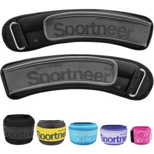 Sportneer Ankle Weights 1 LBS Pair Wrist Leg Arm Weights for Women Men Kids Child with Adjustable Straps, Strength Weighted for Jogging Running Walking Fitness Gym Workout (Black, 1 lb x 2)