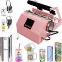 BetterSub 3in1 Tumbler Mug Heat Press Machine 30 OZ 20 OZ 16 OZ Sublimation Straight Skinny Tumbler Mug 3 OZ 1.5 OZ Shot Glass,11 OZ 15 OZ 16 OZ Sublimation Mug Heat Transfer Pink