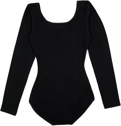 Capezio Women's Cotton Classic Long Sleeve Leotard (Black, M)