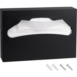 Toilet Seat Cover Dispenser,Commercial Stainless Steel Brushed Toilet Seat Cover Holder for Disposable Toilet Seat Covers Wall Mount for Bathroom RestroomBlack