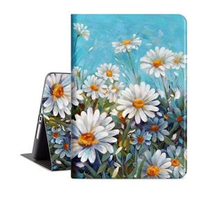 Vimorco Slim Case for iPad 9th 8th 7th Generation 10.2 Inch 2021 2020 2019, White Flower for iPad 10.2 Case Hybrid Shockproof Protector Cover for iPad 7/8/9 Gen Adjustable Stand Auto Wake/Sleep, Daisy