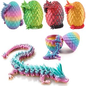 Qxbuhe 12 inch 3D Printed Dragon Eggs with Dragon Inside. Easter Dragon Eggs, Mystery Surprise Easter Eggs for Kids, Unique 3D Printed Animals (Rainbow)