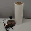 3 Way Dimmable Touch Control Table Lamp, Bedside Table Lamp with Dark Brown Base, Modern Nightstand Lamp with Beige Shade, Simple Night Light for Bedroom Living Room Home Office, 9W LED Bulb Included