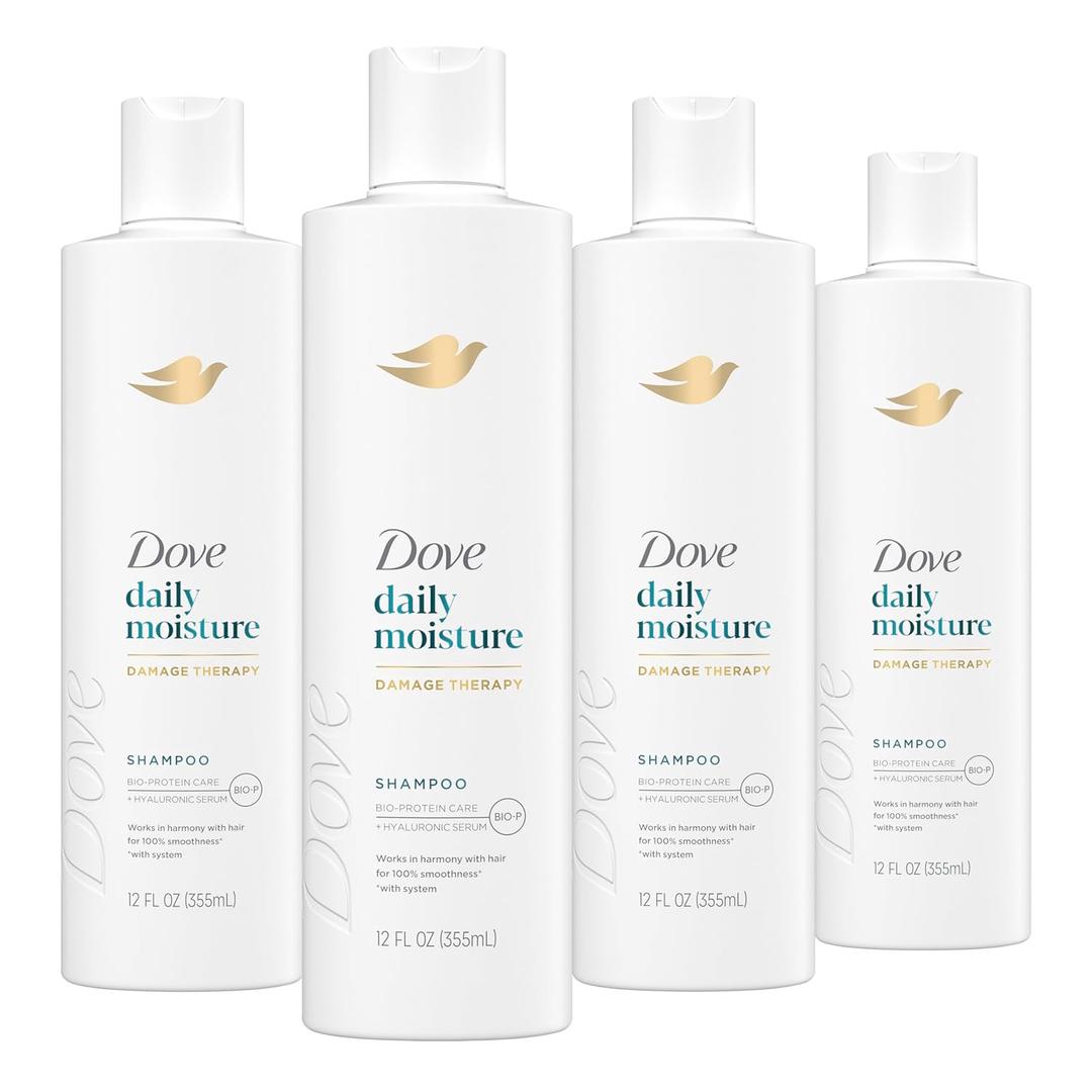 Dove Nutritive Solutions Moisturizing Shampoo 4 Count for Dry Hair Daily Moisture with Pro-Moisture Complex for Manageable and Smooth Hair 12 oz