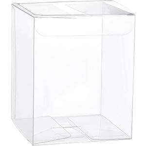 BENECREAT 12PCS 3x3x4 Clear PVC Box Retangle Plastic Gift Box with Film in the Surface for Birthday Choclates and Wedding Party Candy Cookies Favors