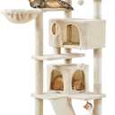 Topeakmart 57 inches Multi-Level Cat Tree Cat Condo with Scratching Posts Kittens Activity Tower Pet Play House Furniture (Beige)