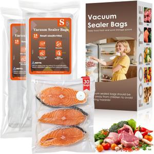 Vacuum Sealer Bags,Reusable Vacuum Sealer Bags,Can Withstand More Than 100 Washes,Small Size (30 Bags)