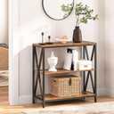 MAHANCRIS Sofa Table, Industrial Console Table, 3-Tier Narrow Side Table with Open Shelves, Foyer Table for Entryway, Hallway, Kitchen, Living Room and Bedroom, Easy Assembly, Rustic Brown CTHR8001Z, 9.4"d X 31.5"w X 31.7"h