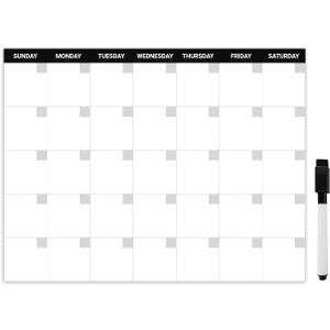 Monthly Dry Erase Magnetic Calendar - 8.5x11 Inches - with Magnetic Marker(Black)