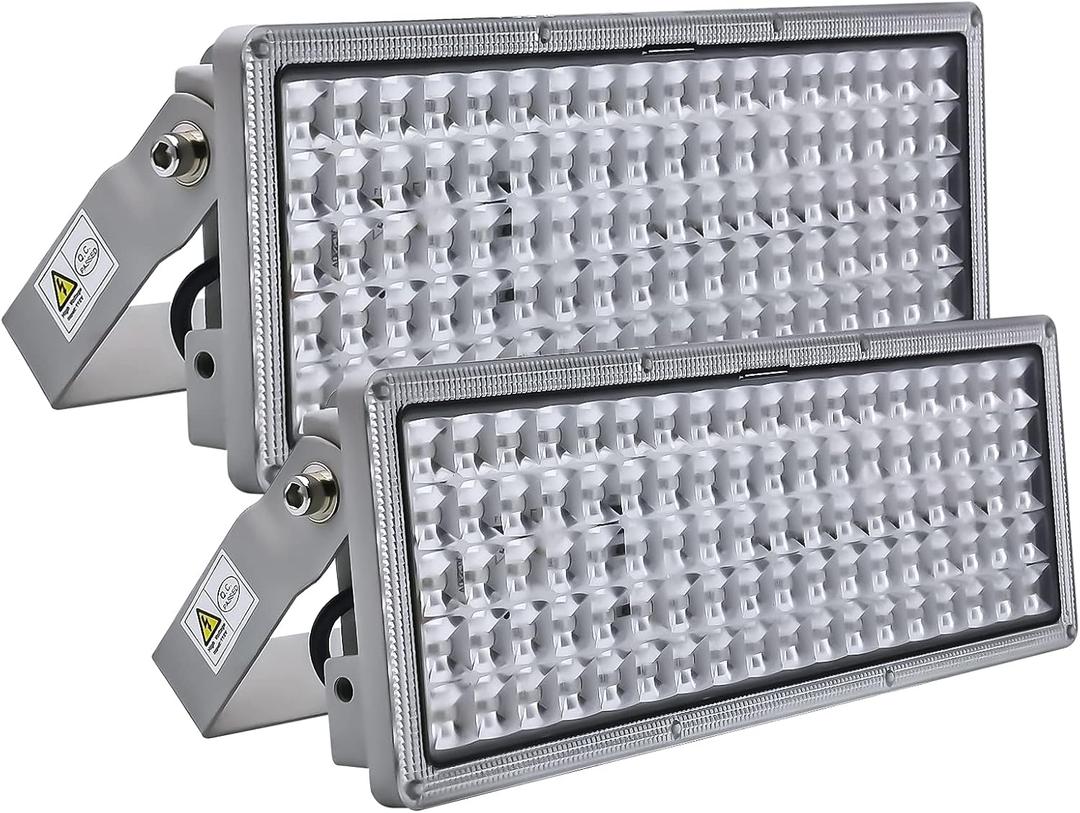 Kekeou LED Flood Light Outdoor Flood Lights 100W* 2Pack Stadium Light Surge 6KV 14000lm 6500K IP67 Waterproof Super Bright Security Lights for Garden, Lawn, Farm