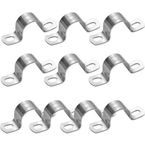 2 x 10Pcs 27mm Heavy Duty 2 Hole U-Tube Strap Clamp,Stainless Steel-304 Rigid U-Bracket Pipe Clamp Hanger Tube Tension Clips ID 1 1/16"
