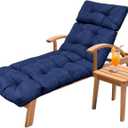 Outdoor Chaise Lounge Chair Cushion 75.1 x 23.6 x 4.7in, Waterproof Replacement Cotton Patio Thickened Pool Lounge Chair Cushion with Ties for Patio Outdoor Furniture,Navy Blue