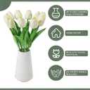 Real-Touch Artificial Tulips with Ceramic Vase, 10 Stems Faux Floral Arrangement, Spring Table Centerpiece, Modern Farmhouse Home Decor (Pink +vase)