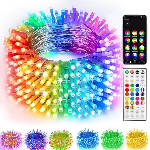 TW SHINE Smart Christmas Lights, 100 LED 33FT Color Changing Halloween String Lights Clear Wire with Remote & APP, Waterproof RGB Christmas Tree Light for Outdoor Indoor Decorations