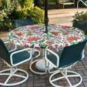 Round Outdoor Tablecloth with Umbrella Hole-Waterproof Fitted Table Cover with Elastic Zippered Wipeable Tablecloth,Fits 36"-44" Table Diameter for Picnic,Patio(Babala)