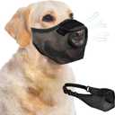 Dog Muzzle - Soft Air Mesh Pet Muzzle for Large Medium Small Dogs - Front Opening Design, Breathable, Adjustable, & Prevents Biting & Scavenging, Dog Mouth Cover Allows Drinking (Black,XL)