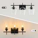 VONLUCE Bathroom Vanity Light, 3 Light Bathroom Light Fixture Over Mirror, Bathroom Wall Lamp with Clear Glass, Modern Black Vanity Lighting fixtures for Bathroom, Bedroom, Hallway