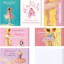 24 Pcs Dance Recital Cards for Girls Ballet Recital Congratulations Greeting Card with 24 White Envelopes for Dance Gifts Ballerina Birthday Party Favors