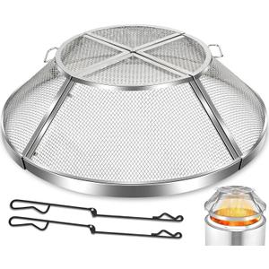 Fire Pit Spark Screen for Solo Stove Bonfire Shield 19.5inch,Stainless Steel Fire Pit Spark Cover Protector for Solo Bonfire,Fire Pits Mesh Screen Top Guard Outdoor Accessories Heavy Duty-Silver