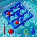 Pool Party Toys Games Set - Giant Inflatable Tic Tac Toe Float Game, Outdoor Pool Games for Adults Kids Family Pool Toys for 2-10 Players, Fun Swimming Beach Yard Activities with 10 Balls for Ages 6+