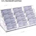 HeZone Business Card Holder Display for Desk, 12 Slot 4 Tier Multiple-Clear Acrylic Business Card Stand Set, Holds Approximately 600 Cards(12 Cell H)