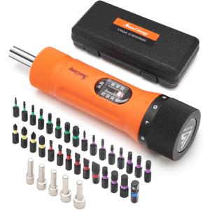 36Pcs Torque Screwdriver Wrench Driver Set 10-70 Inch Pounds lbs with 29 S2 Bits5 Drive Sockets 1/4" Socket Adapter for Maintenance,Tools, Bike Repairing and Mounting.