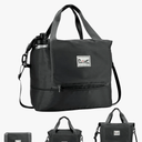 Foldable Travel Duffle Bag with Multiple Pockets, 40L Expandable Weekender Bag for Women, Overnight Carry On Gym Tote with Water Bottle Holder (Black)