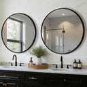 Round Bathroom Mirror for Wall, 2 Pack 30 inch Circle Bathroom Mirrors for Over Sink, Modern Circular Metal Frame for Vanity, Entryway, Bedroom, Living Room(Black)